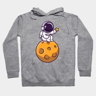 Cute Astronaut Sitting On Moon And Holding Star Hoodie